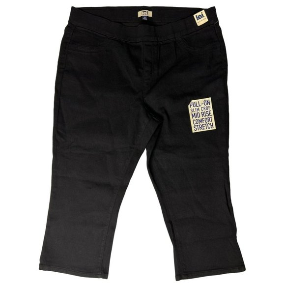 NWT Lei Women's Jeans Plus Size 1X Black Cotton Slim Crop Mid Rise Stretch - Picture 1 of 5